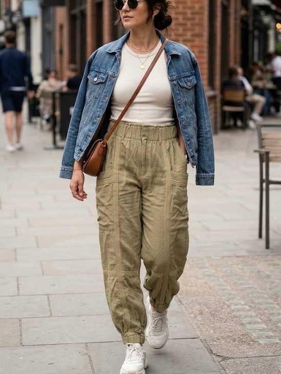 Simons Pants - Twik Par Simons Sage Green Viscose Cargo Joggers Utility Gorpcore Lagenlook Boho